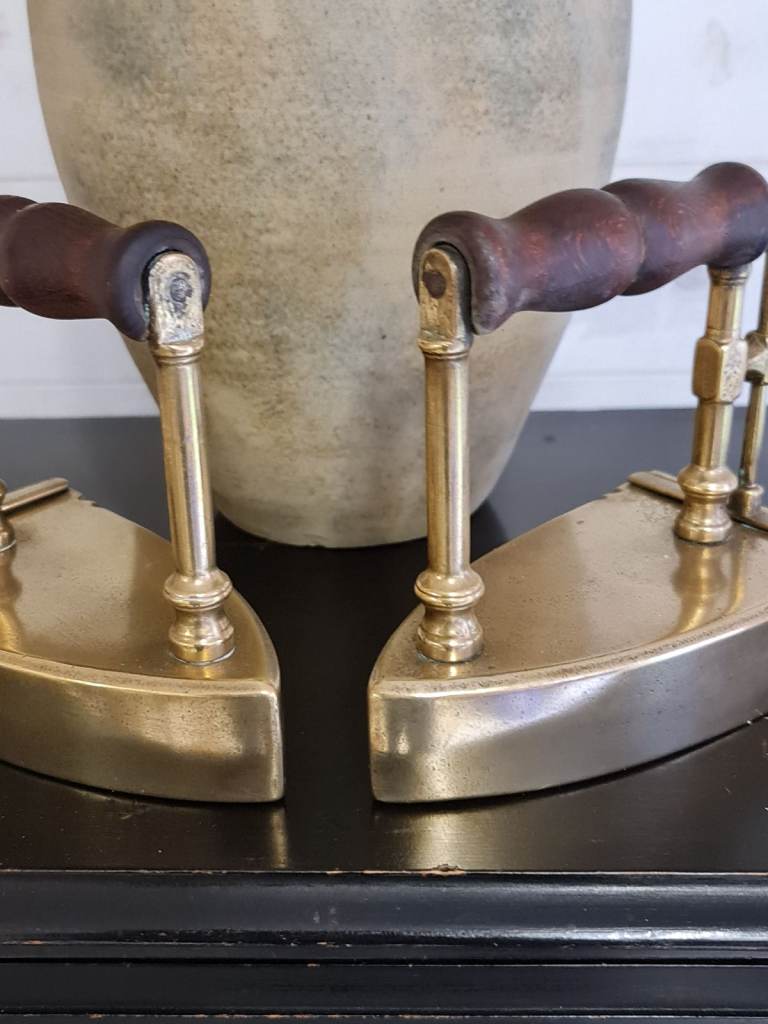 A Pair Rare Antique Victorian Solid Brass Flat Irons