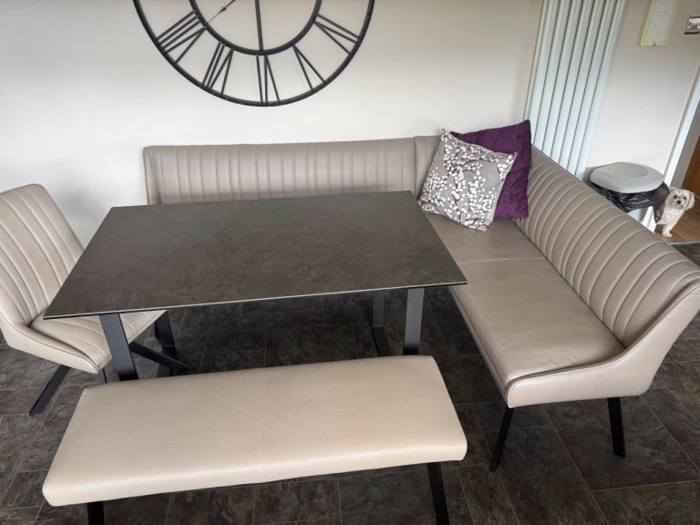Modern Corner Dining Set with Bench and Chair