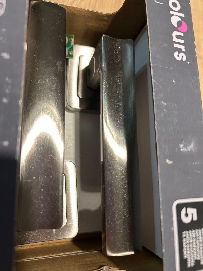 Set of two door handles, Inya, pewter colour