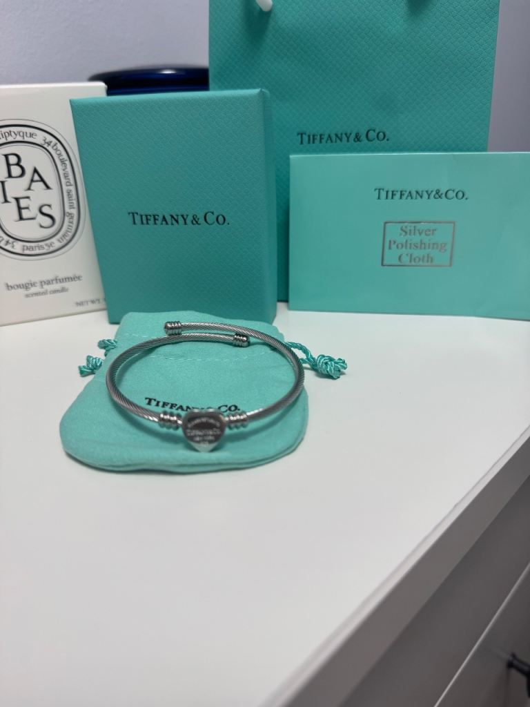 Tiffany & Co.  "Return to Tiffany" Heart Tag Cable Bangle Bracelet