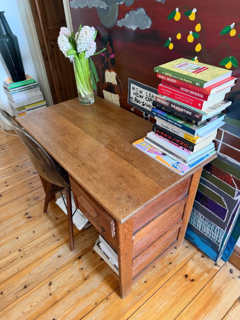 Mid-Century Oak Double Pedestal Desk, 1950s
