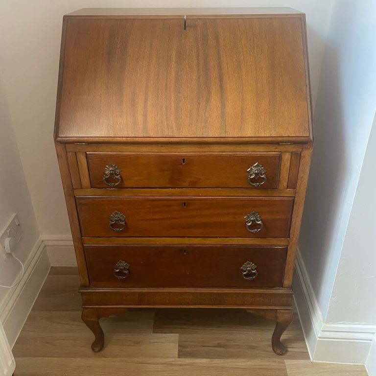 Vintage solid wood writing bureau 