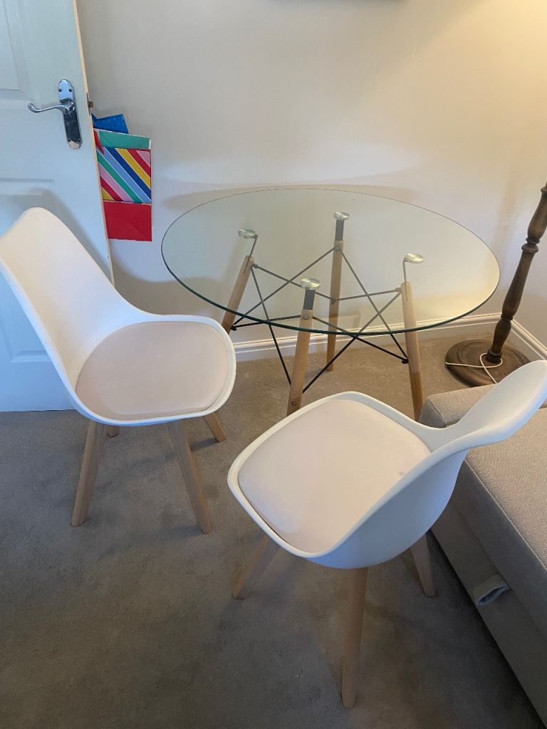 Glass top table and chairs 