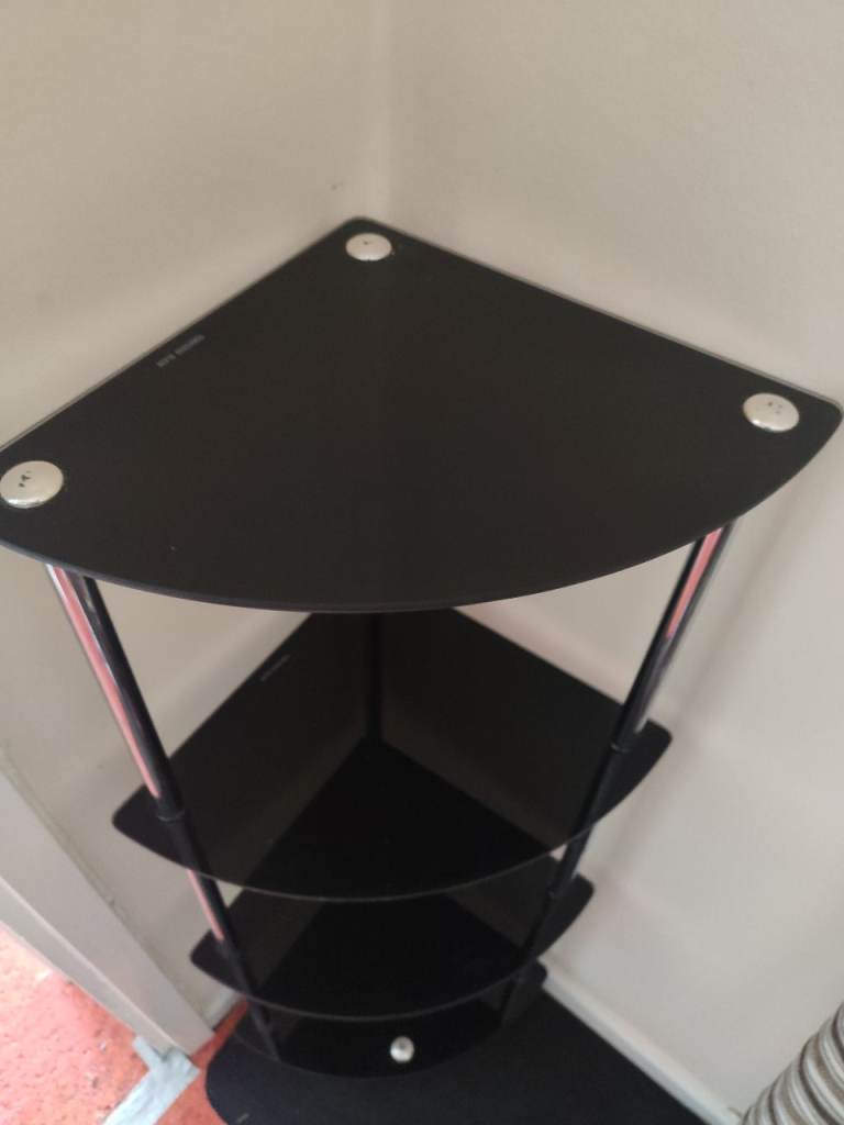 Free Black Glass Corner Shelf Unit – Good Condition