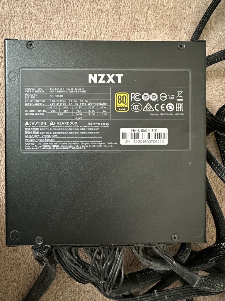 PSU NZXT C850 Gold (2022) 850W Fully Modular (sold as seen)