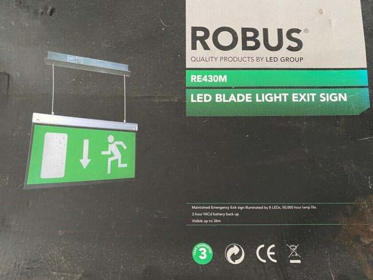 LED BLADE LIGHT HANGING FIRE EXIT SIGN FOR SHOP / OFFICE NEW IN BOX