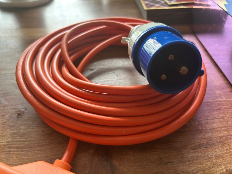 Orange 2-Gang Outdoor Extension Lead with Caravan Plug
