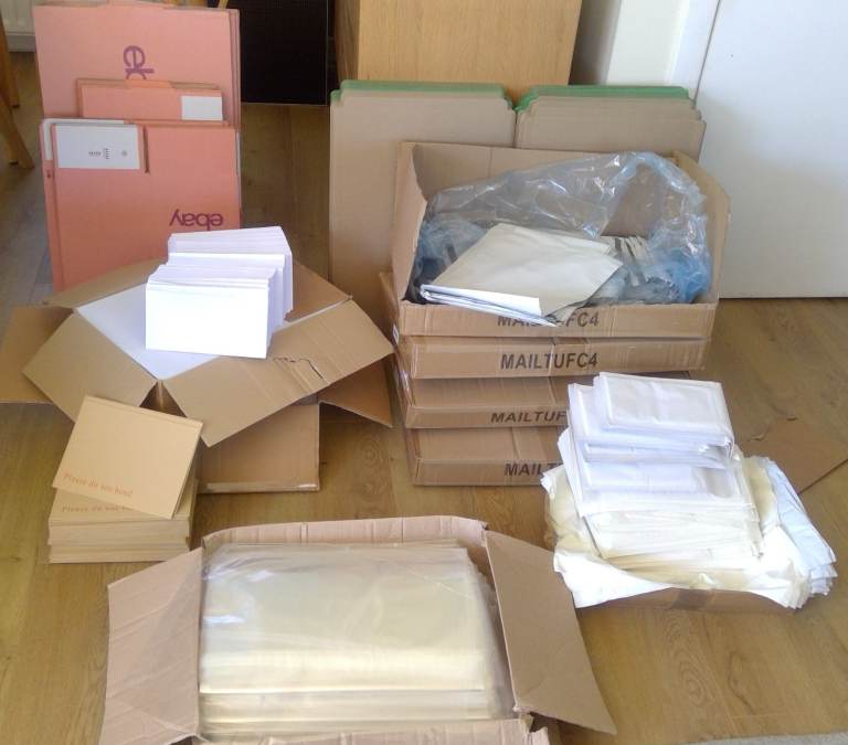 Large Bundle of Packing Mailing Cello Bags Envelopes Boxes etc See List