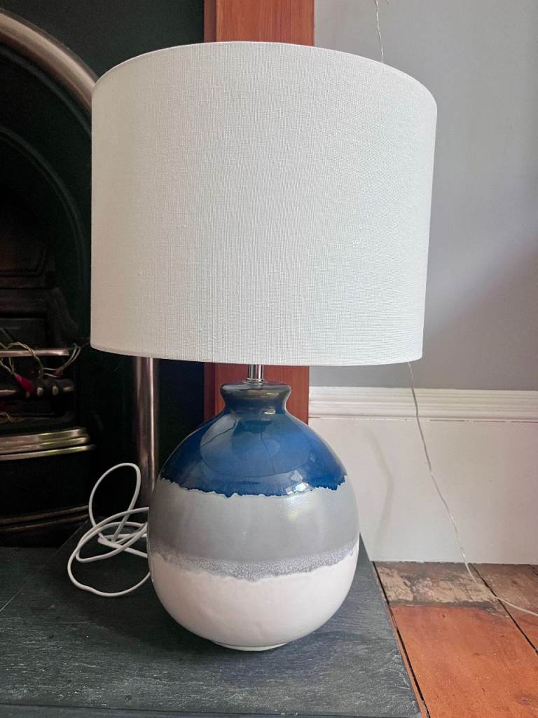 John Lewis blue ceramic rounded lamp