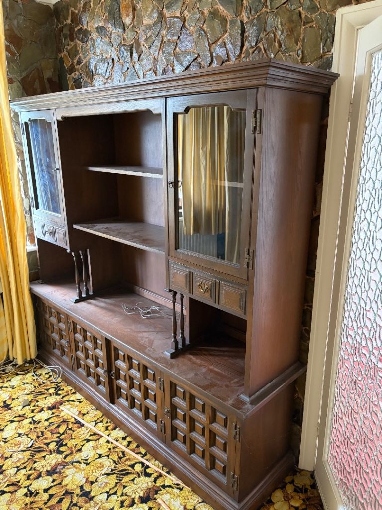Vintage Wood Entertainment Center / Display Cabinet