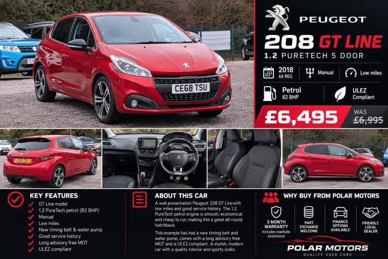 2018 Peugeot 208 1.2 PureTech 110 GT Line 5dr [6 Speed] HATCHBACK Petrol Manual