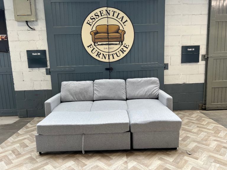 Light grey L sofa bed with storage, FREE DELIVERY 
