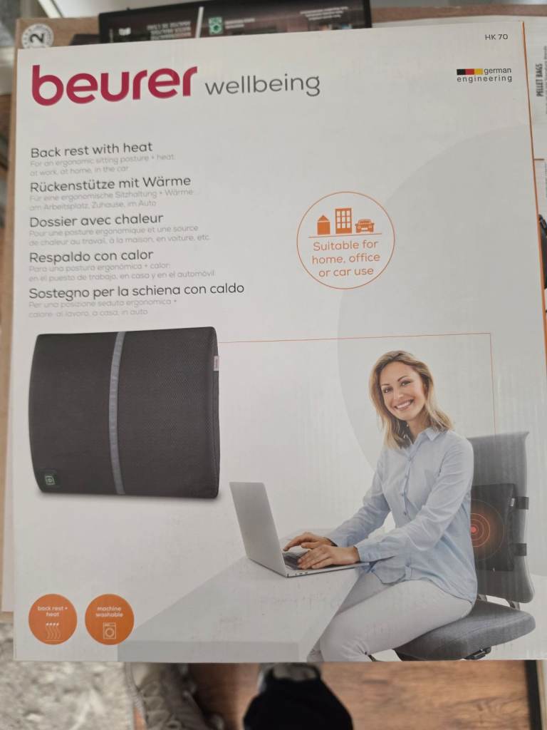 NEW Beurer Heated Back Rest Cushion - Home/Office/Car