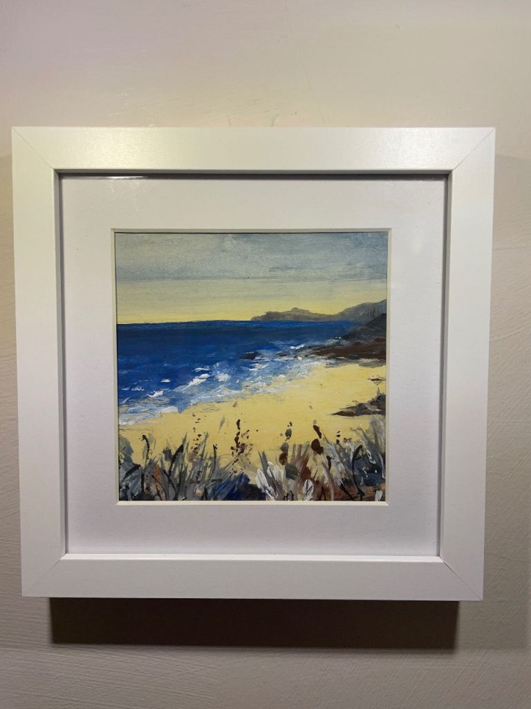 Scottish Art Contemporary Acrylic Painting of Beach and Coast Framed Original