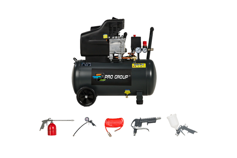 2HP 50L Portable Air Compressor – 8 Bar Workshop Compressor with Spray Gun, Hose & Inflator