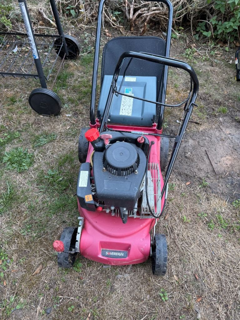 Spare or repair Sovereign Petrol Lawn Mower – Red, Fair Condition