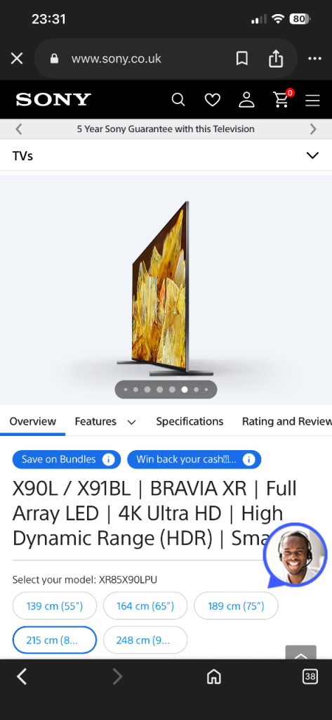 Sony XR85X90LPU 85-inch 4K HDR Full Array LED TV Ultra HD Smart Like New Retail £2499 Bargain