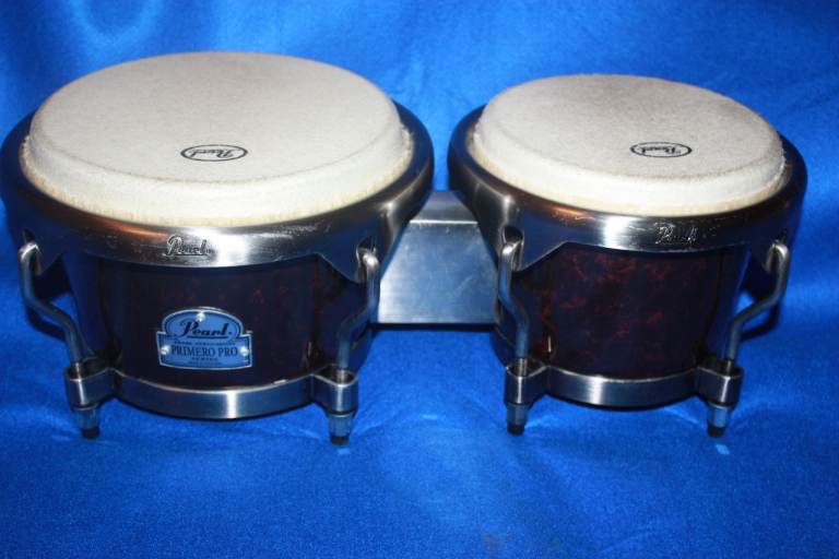 image for Pearl Primero Pro Fibreglass Bongos 7in + 8.1/2in Wine Red Marble Finish ~ £80 ono