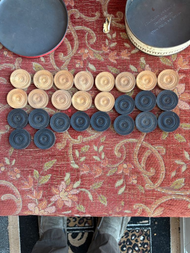 Antique wooden drafts set 4cm wide 