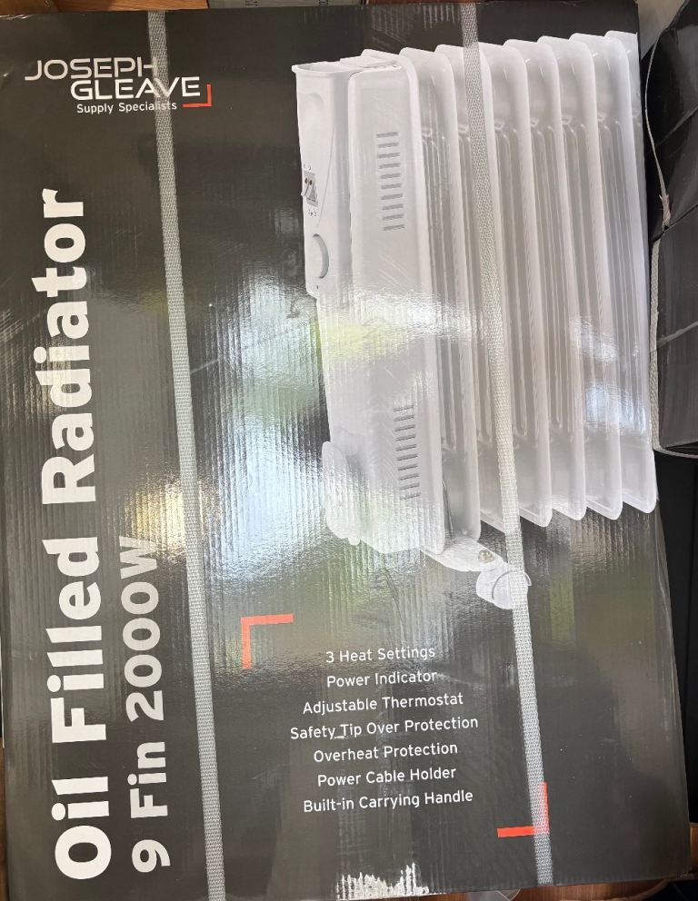 Joseph Gleave 2000W Oil Filled Radiator – 9 Fin, New