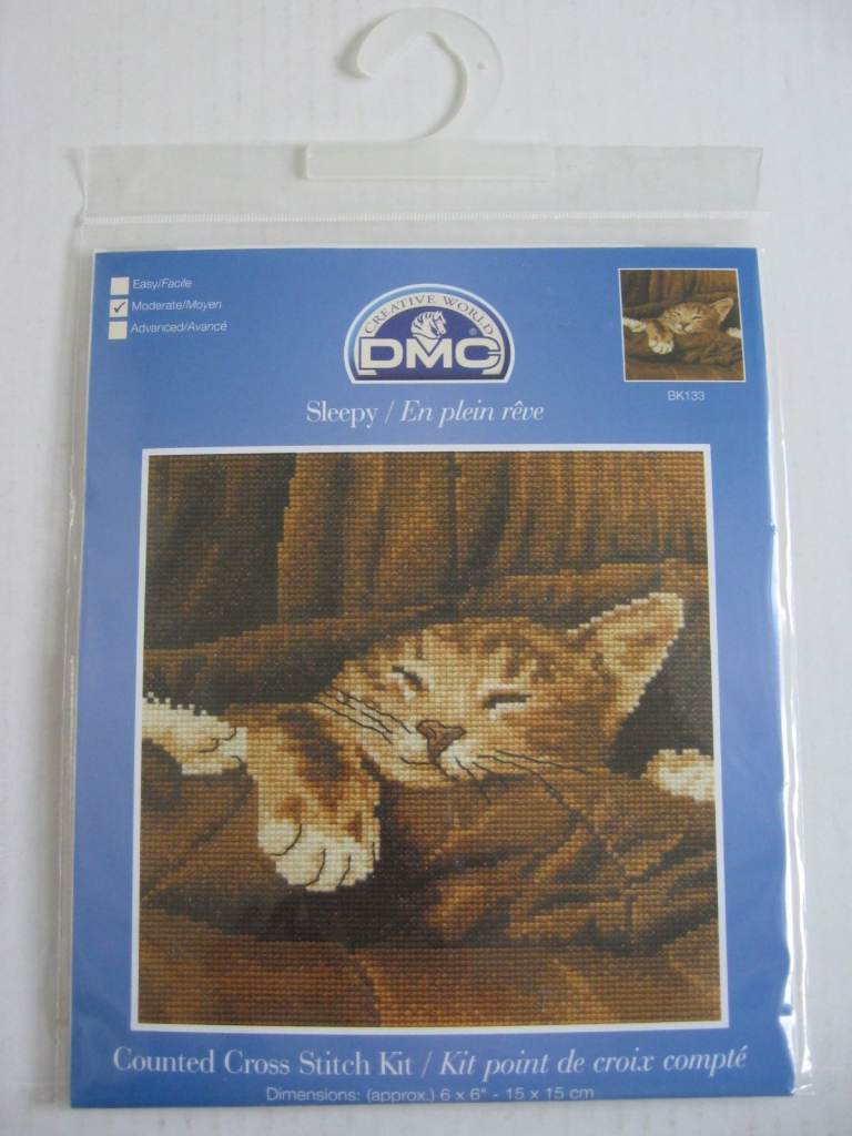 DMC – Sleepy Cat – counted cross stitch kit, new.