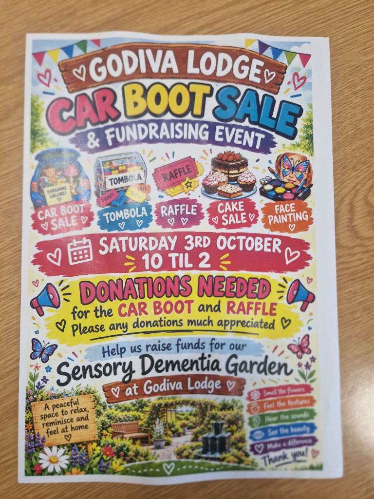 Godiva Lodge Car Boot Sale & Fundraising Event Poster