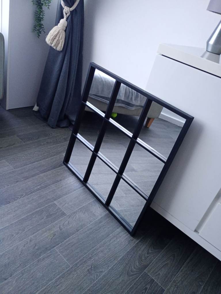 Black Grid Wall Mirror – Great Condition