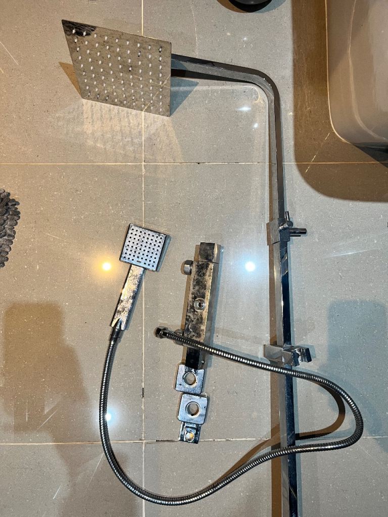 Chrome Shower Mixer Set with Rain Head and Handheld Shower