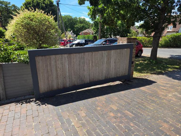 Large Metal Swing Gate with Wood Cladding – 306cm x 120cm