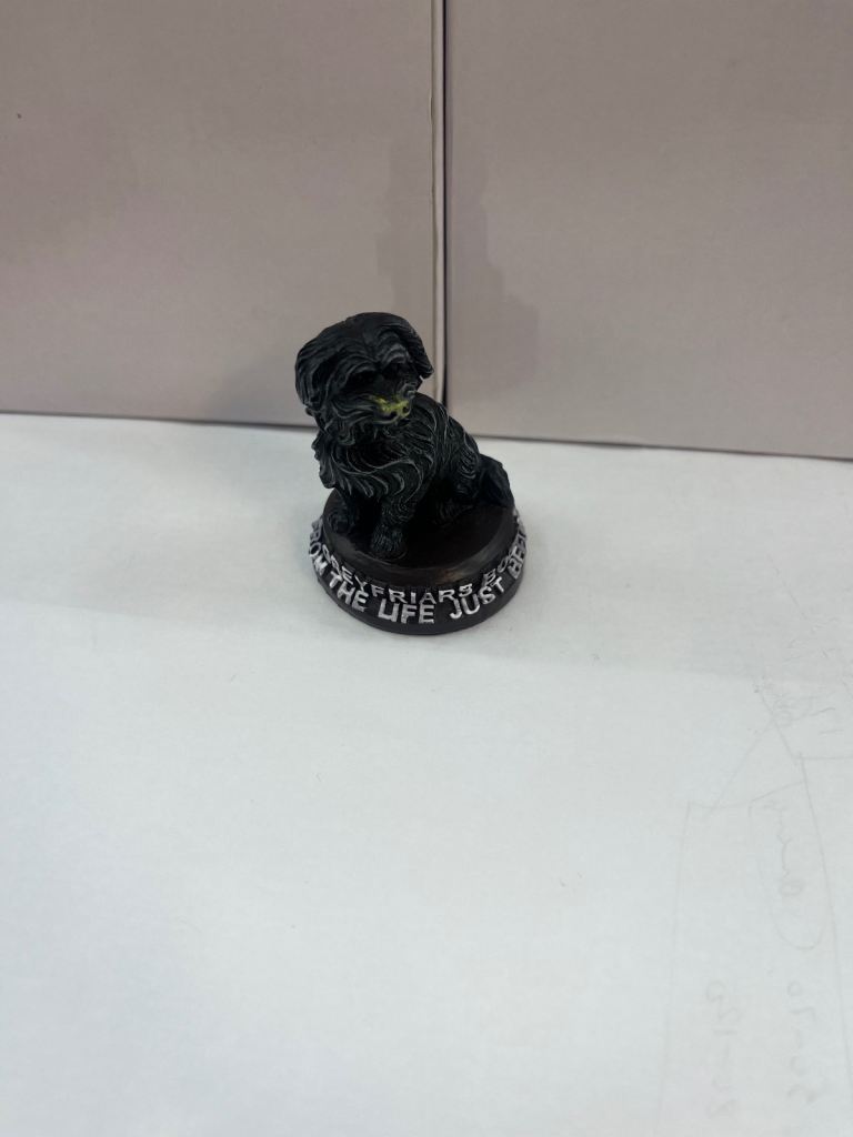 Cute Black Dog Figurine with Quote – Good Condition