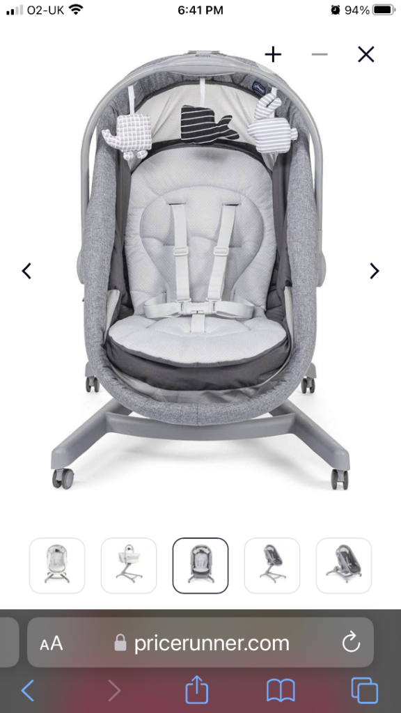 Chicco Baby Bouncer/Rocker (missing  Toy Bar - Grey