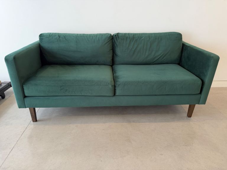 John Lewis Large 3 Seater Sofa, Dark Leg, Bottle Green Smooth Velvet