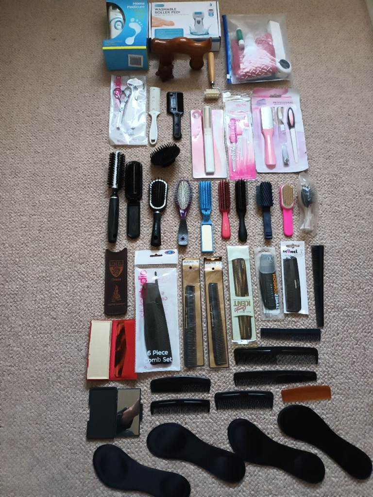 Hairdresser's scissors brushes combs nail files massagers mirrors job lot bundle