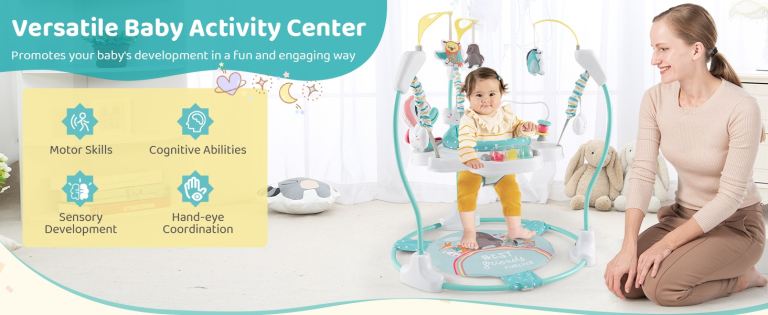 Costway Baby Stationary Activity Center Jumper | 360° Rotary Seat | 3 Adjustable Heights | 6 Months+