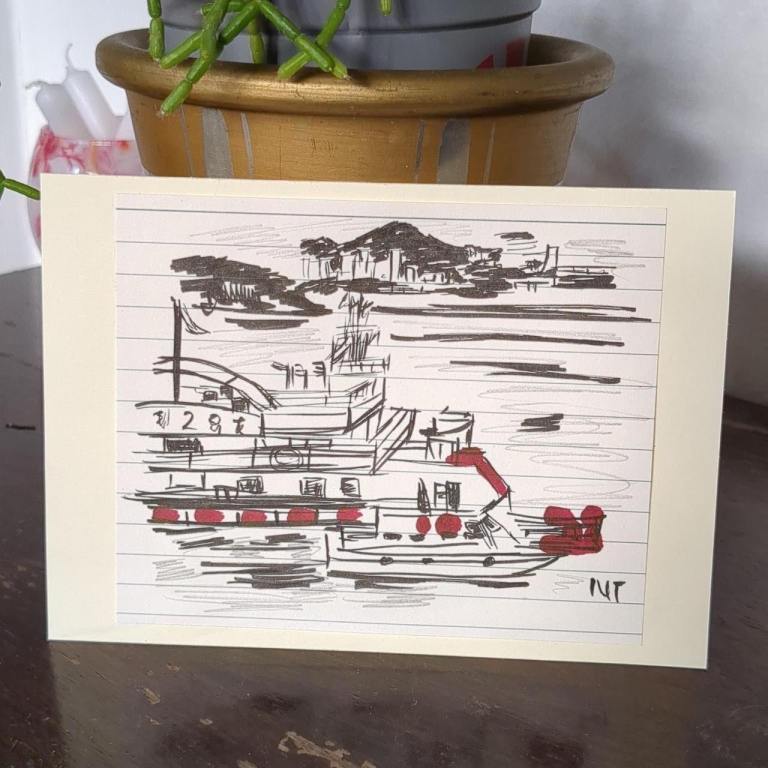 Hand-drawn 'Boat on lined paper' #handdrawn  