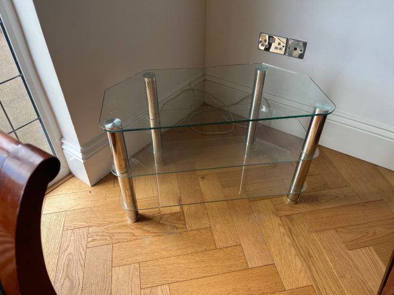 Glass TV Stand / Coffee Table with Chrome Legs