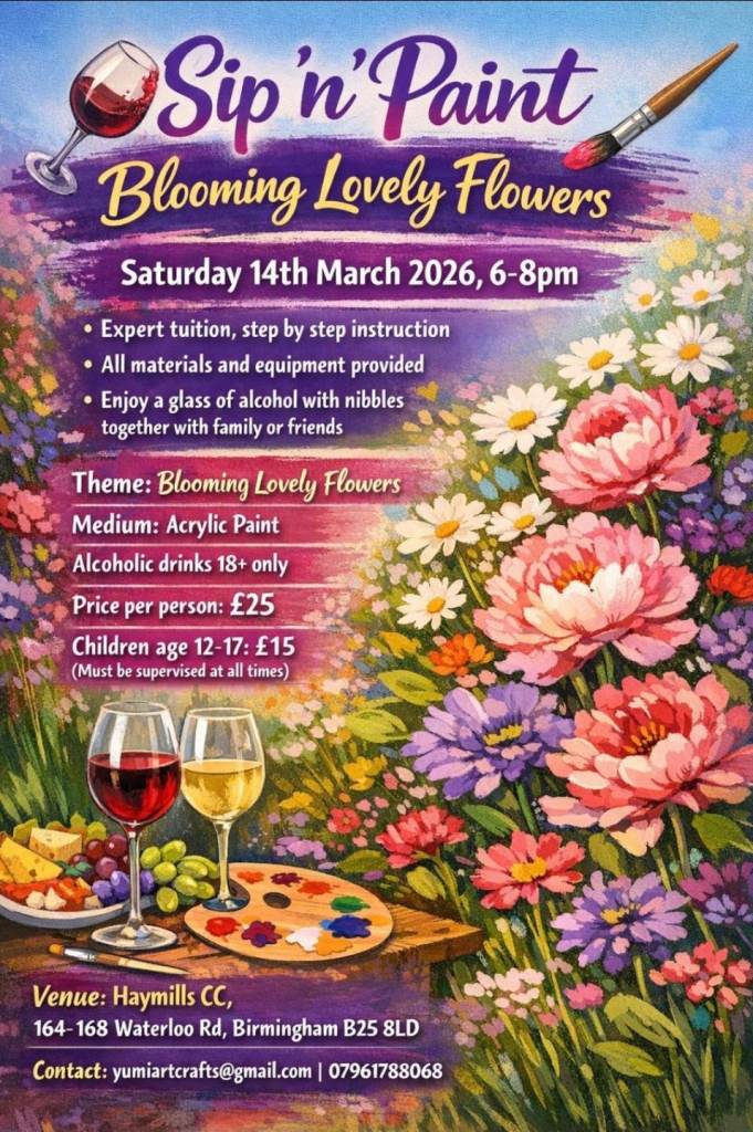 Sip 'n' Paint Night 14th March 6-8pm 