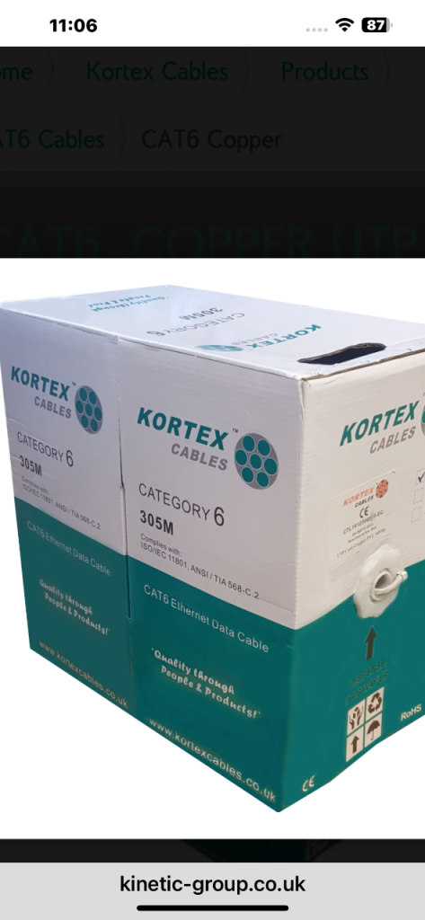 category 6 data cable two boxes of 305 m available