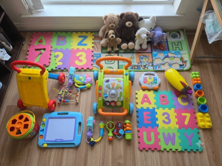 Baby & Toddler Toy Bundle – Includes Brand New Sealed Items (Walkers, Puzzles, Plush Toys & More)