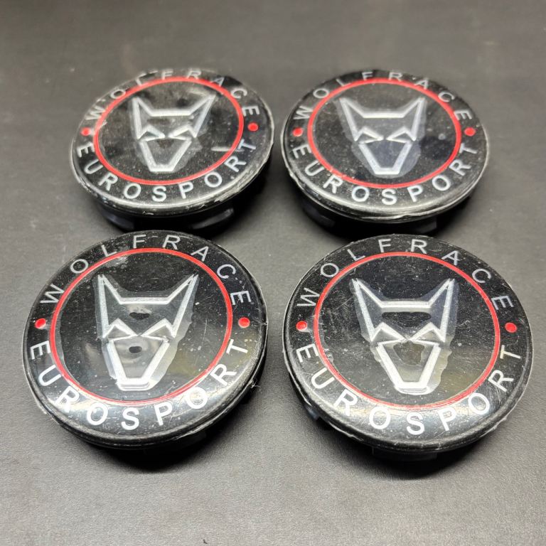 Set of 4 new Wolfrace Eurosport Dortmund alloy wheel centre caps
