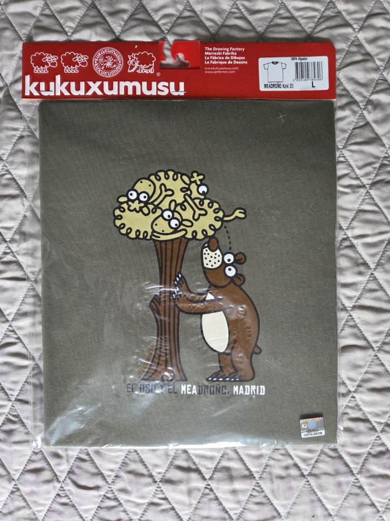 Kukuxumusu graphic T-shirt, size L, authentic, brand new and sealed, Design Meadrono in Khaki color