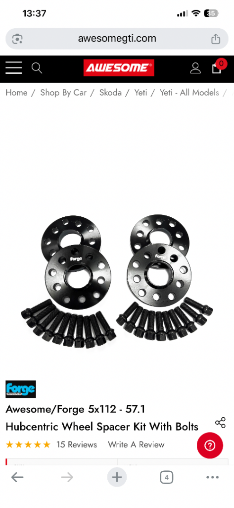 Awesome/Forge 5x112 - 57.1 Hubcentric Wheel Spacer Kit With Bolts - Audi RS3 11mm/ 13mm