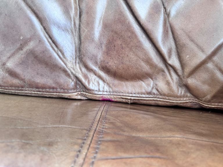 Tan Italian leather sofa original cost £2300