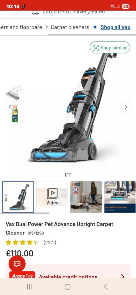 Vax carpet cleaner NOW £50