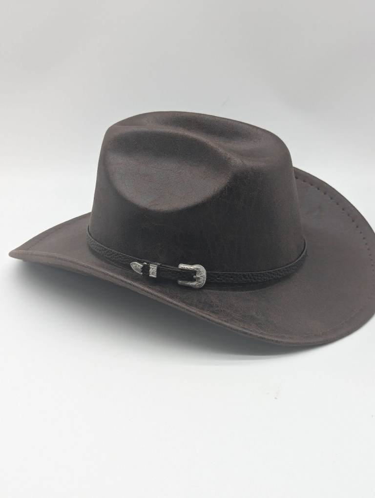🤠 Brown Western Cowboy Hat PU Leather Unisex Size M 