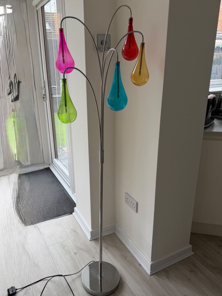 Lamp free standing glass and steel multicoloured 