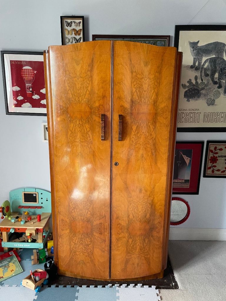 1930s art deco gentlemen’s wardrobe - walnut veneer