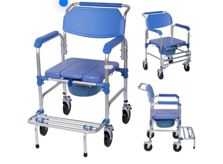 image for uyoyous 4 in 1 Wheeled Shower Chair Bedside Commode Chair for Elderly Commode Toilet Chair 
