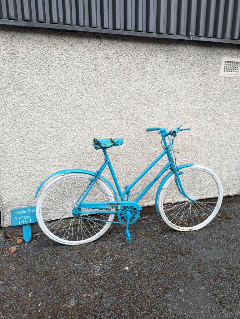 Mid century Triumph bicycle painted garden feature