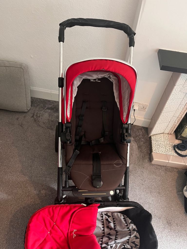 Pram, Pushchair with Footmuff – Red, Good Condition